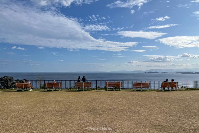 Observation area with a view of the sea at Michi-no-Eki Uzushio